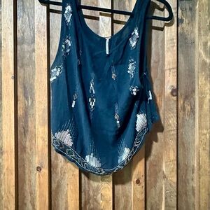 Free People Blue Embellished Sleeveless Crop Top XS
